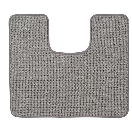 IKEA TOFTBO grey-white pedestal bath mat with U-shape cutout, textured microfibre surface #40610297