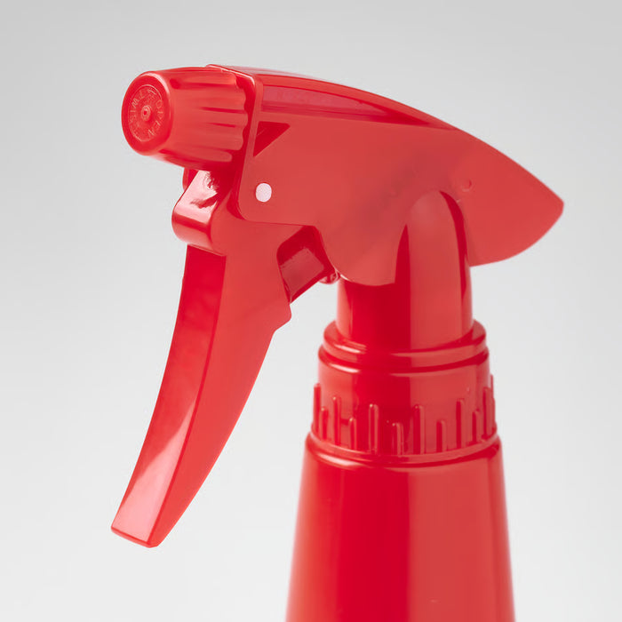 IKEA TOMAT red spray bottle nozzle close-up showing adjustable jet settings