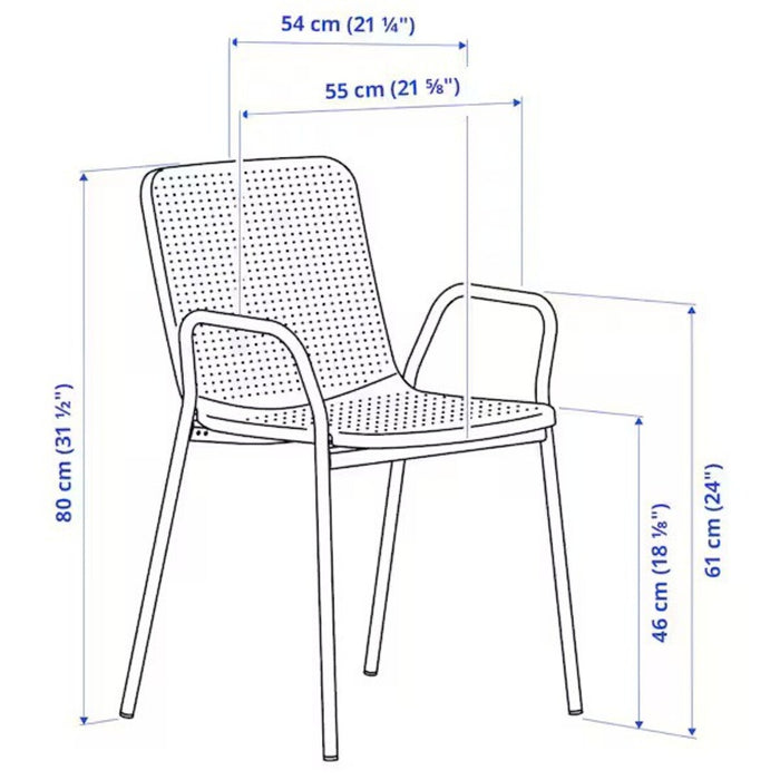 IKEA TORPARÖ Chair with armrests, in/outdoor, white/grey