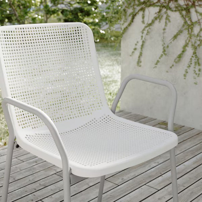 IKEA TORPARÖ Chair with armrests, in/outdoor, white/grey