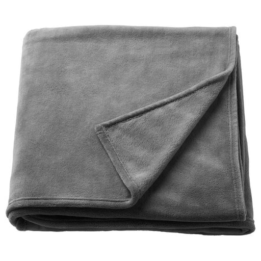  IKEA TRATTVIVA folded dark grey fleece bedspread soft textured surface #40615068