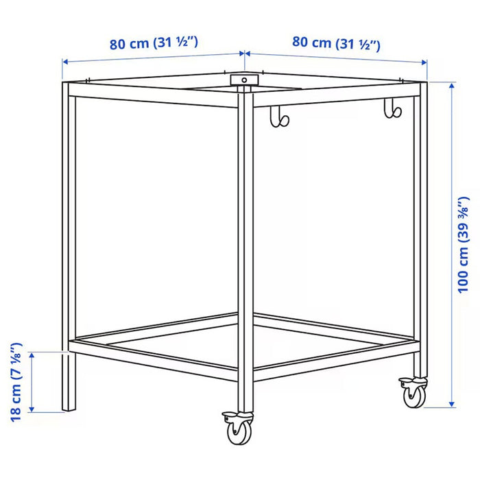 EA TROTTEN underframe in anthracite color, supporting a table top, 80x80x100 cm dimensions-10487185