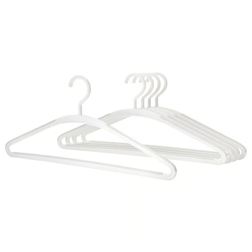 IKEA TRYSSE white grey plastic hangers anti-slip swivel hook pack of 5 flat lay view #90515071