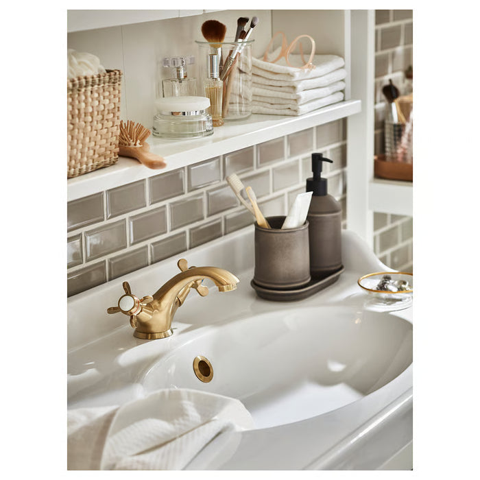 IKEA TVÅLSJÖN 3-Piece Bathroom Set — Brown Stoneware | Soap Dispenser, Toothbrush Holder & Tray