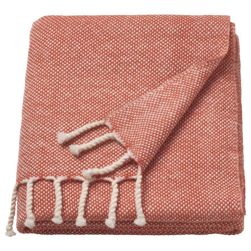 "IKEA ULLTISTEL blush wool throw blanket, 170x130 cm, soft and dense texture."