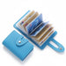 Digital Shoppy sky blue document wallet – open cardholder with transparent sleeves and multiple cards displayed