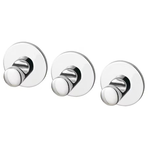 IKEA ÅBYÅN Body Puff Set of 3 with Self-Adhesive Hook – Orange/Green/White, Chrome-Plated Hook