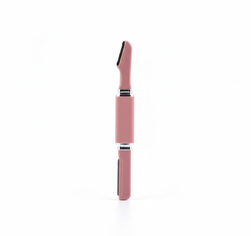Digital Shoppy eyebrow trimmer – dual-ended red grooming tool with curved and straight blades for precision shaping