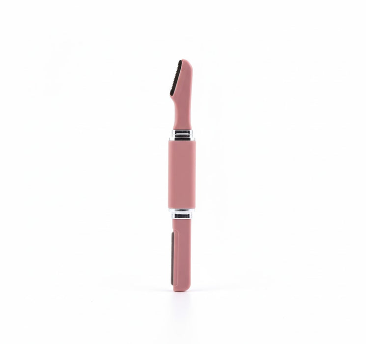 Digital Shoppy eyebrow trimmer – dual-ended red grooming tool with curved and straight blades for precision shaping