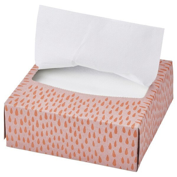 IKEA Paper napkin, patterned light pink/orange, 16x32 cm WITH Paper napkin, white, 16x32 cm