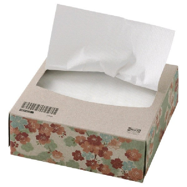 IKEA Paper napkin, patterned light pink/orange, 16x32 cm WITH Paper napkin, white, 16x32 cm