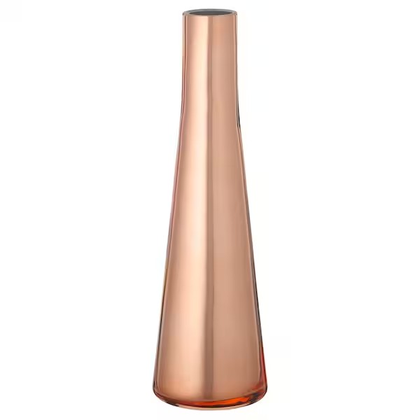 IKEA Vase, copper-colour, 21 cm  WITH Artificial flower, White, 30 cm