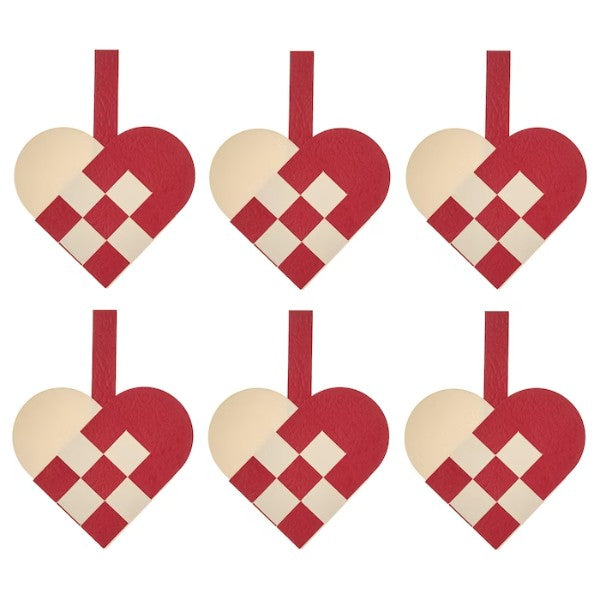 IKEA VINTERFINT Hanging decoration, heart-shaped red/white Tree ornament, heart-shaped red