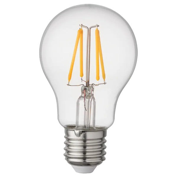 IKEA SOLKLINT Table lamp, brass/grey clear glass , 28 cm with LED bulb E27 470 lumen