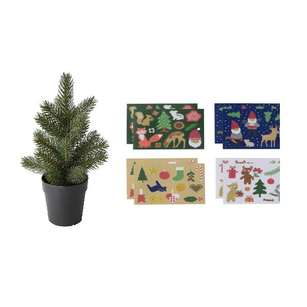 IKEA VINTER  Artificial Mini Christmas Tree with Cute Holiday Stickers