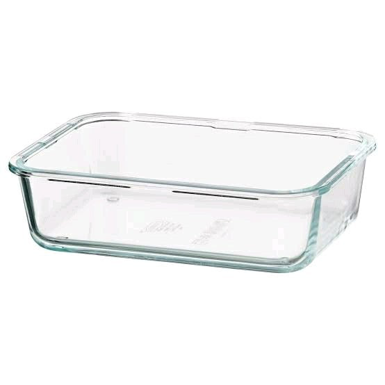 IKEA 365+ Holder for container, white Width:  15 cm ,  Depth:  23 cm  &Food container, square/glass 600 ml  & 1.0 L