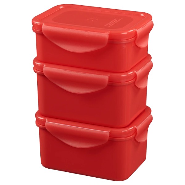 Digital Shoppy IKEA Lunch Box, Set of 3, red