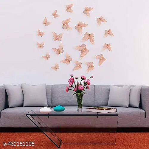Digital Shoppy 3d Three-dimensional Butterfly Wall Sticker Wall Decoration Sticker ( 12 pieces )