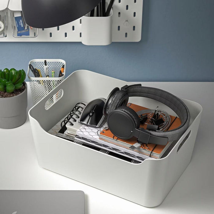 Ikea UPPDATERA Box, white, 34x24 cm with Jar with lid combo (0.3 L, 1.4 L)