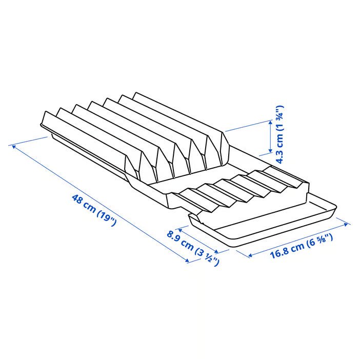 Measurement diagram for IKEA UPPDATERA knife rack showing dimensions 20x50 cm