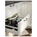IKEA UPPDATERA anthracite organiser with plates standing upright in a light kitchen setting
