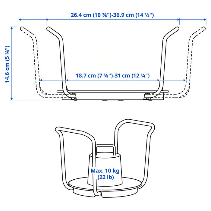 IKEA UPPDATERA Plate holder, anthracite, 19-31 cm (7-12 ")