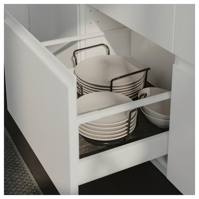  IKEA UPPDATERA plate holder anthracite inside open kitchen drawer