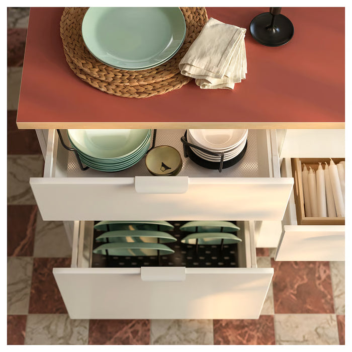  IKEA UPPDATERA plate holder anthracite lifestyle view in an organised modern kitchen