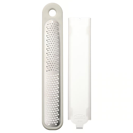 IKEA UPPFYLLD handheld grater off-white with stainless steel blade and plastic protector #50521936
