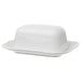 IKEA UPPLAGA white porcelain butter dish ruffled edge rectangular shape front view #00560303