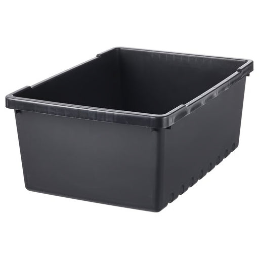 IKEA UPPSNOFSAD black plastic storage box 35x25x14cm front view with corner grips #30598205