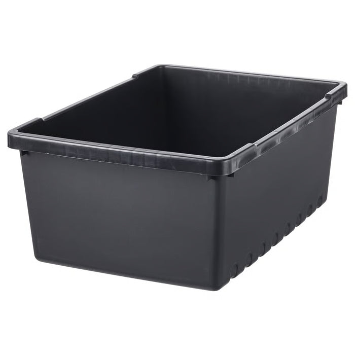 IKEA UPPSNOFSAD black plastic storage box 35x25x14cm front view with corner grips #30598205
