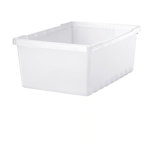 IKEA UPPSNOFSAD transparent white plastic storage box 35x25x14 cm empty on white background #90644285