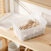 IKEA UPPSNOFSAD transparent storage box with lid on wooden shelf storing clothespins