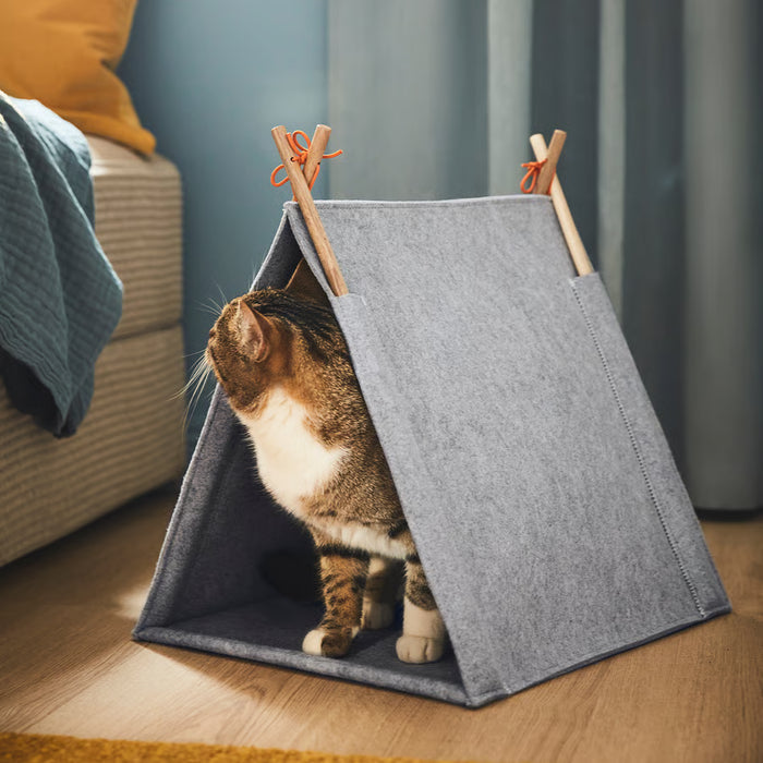 IKEA UTSÅDD Cat House — Grey Felt | Cosy Tent Bed for Indoor Cats