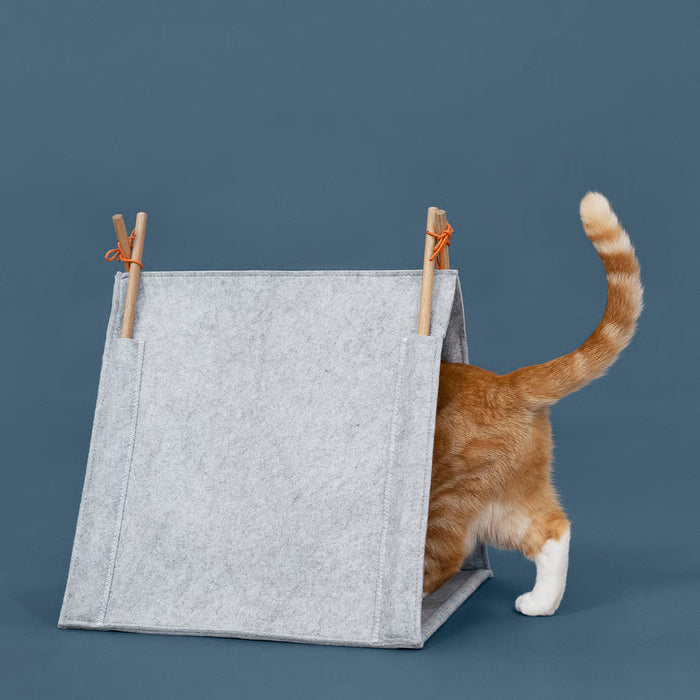 IKEA UTSÅDD Cat House — Grey Felt | Cosy Tent Bed for Indoor Cats