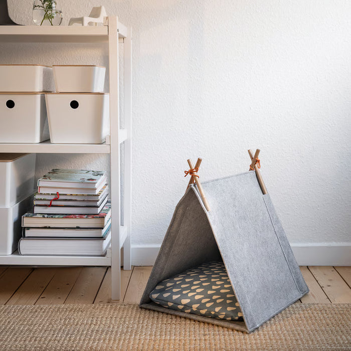 IKEA UTSÅDD Cat House — Grey Felt | Cosy Tent Bed for Indoor Cats