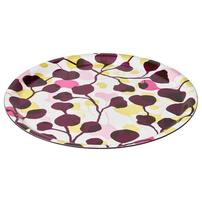 IKEA VÄDERFISK multicolour round serving tray 38cm angled edges top-down view #80607801