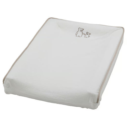 IKEA VÄDRA white terry cover laid flat showing full bear print pattern and soft texture