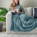 "Soft and inviting VALLKRASSING throw from IKEA, perfect for snuggling up."