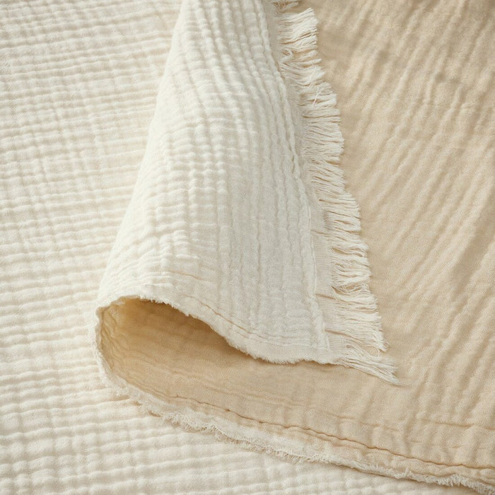 Close-up view of the soft texture of the IKEA VALLKRASSING Throw in off-white, 150x200 cm (59x79 inches) 40570927