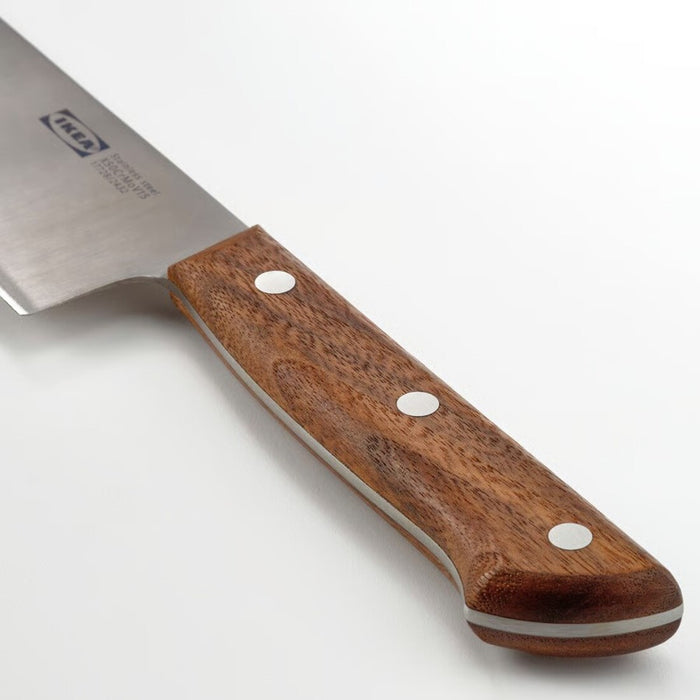 Knife with wooden handle on a white background