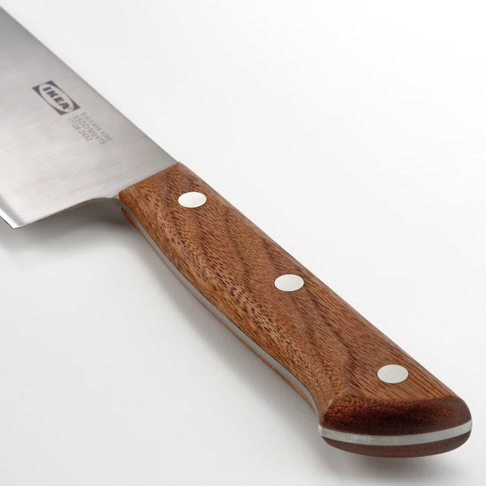 Close-up image of  IKEA VARDAGEN Cook's knife, stainless steel/walnut, 20 cm (8 ") - 806.024.79