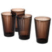 IKEA VARDAGEN smoky brown fluted tempered glass set of 4 arranged in triangle formation #70530534