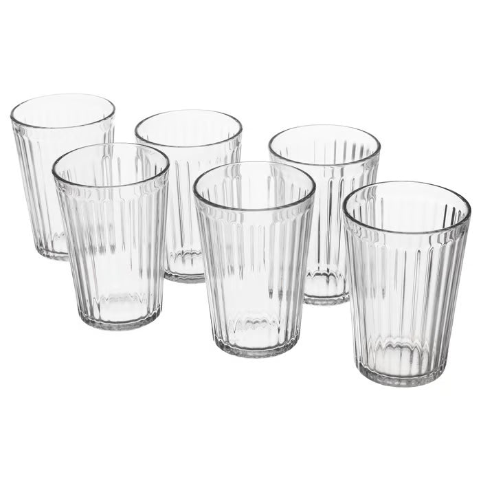IKEA VARDAGEN clear glass 31 cl with pleated traditional design on table #802.869.18