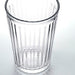 Close-up of IKEA VARDAGEN glass showing textured pleated pattern and clear glass material