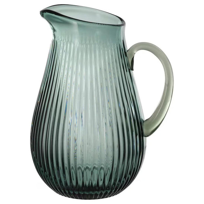 IKEA VARDAGEN Jug, patterned/dark grey-green, 2 l  with Glass Set, Patterned, 30 cl  - Pack of 6