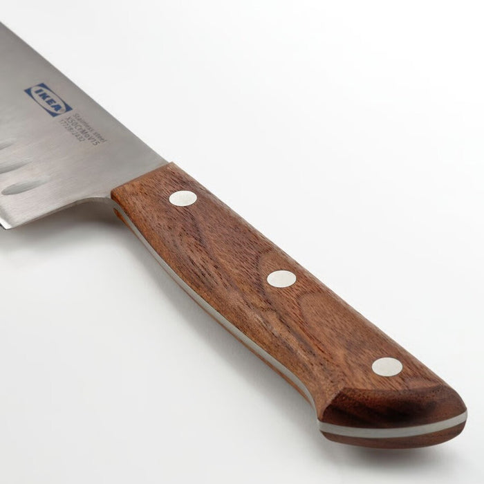 Knife with wooden handle on a white background