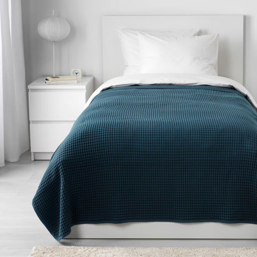 Elegant dark blue IKEA VÅRELD Bedspread, 150x250 cm, bringing warmth and style to your bed-90346399