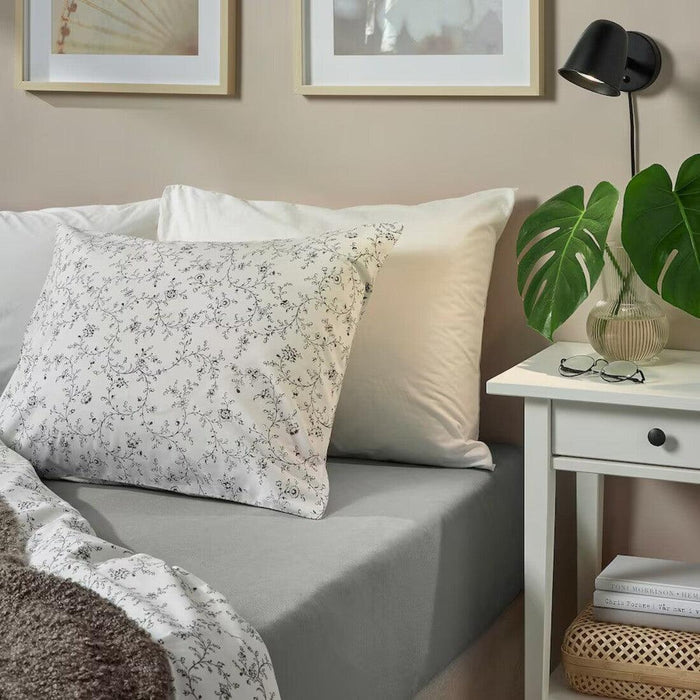 IKEA VÅRVIAL Fitted sheet, light grey, 180x200 cm (71x79 ")